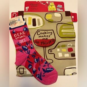 Wine Lover’s Blue Q Apron + Crew Socks